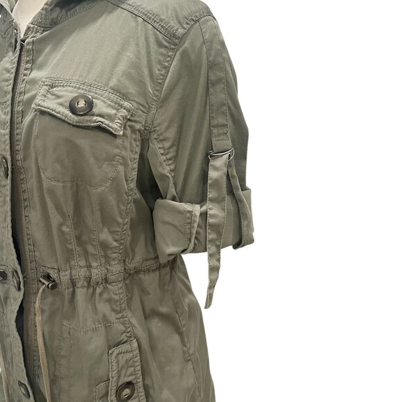 American Rag Olive Green Hooded Utility Jacket Gorpcore Urban Chic Outdoor Camp - Picture 7 of 13
